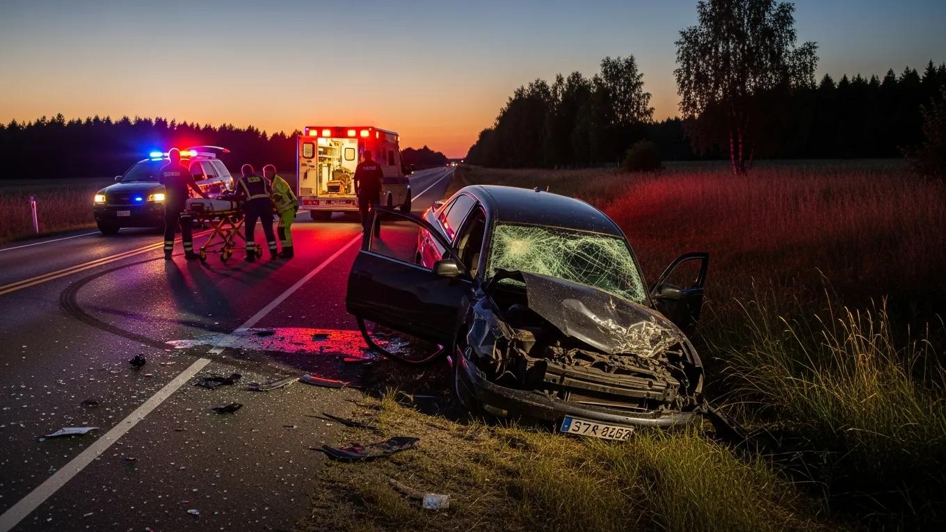 Escena de un accidente automovilístico que pone de manifiesto los peligros de conducir distraído en Nevada.