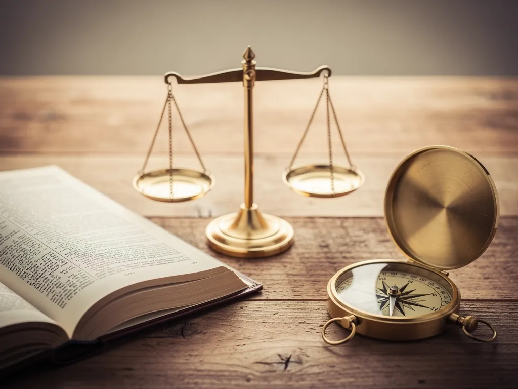 Balanza de la justicia y un camino que simbolizan la asesoría legal en reclamaciones por lesiones.