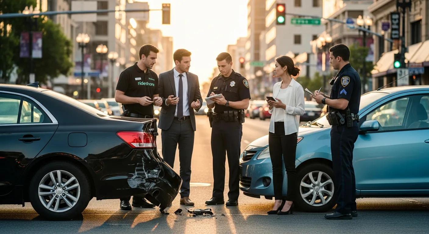 Diferentes partes involucradas en un accidente de transporte compartido discuten sobre responsabilidad.