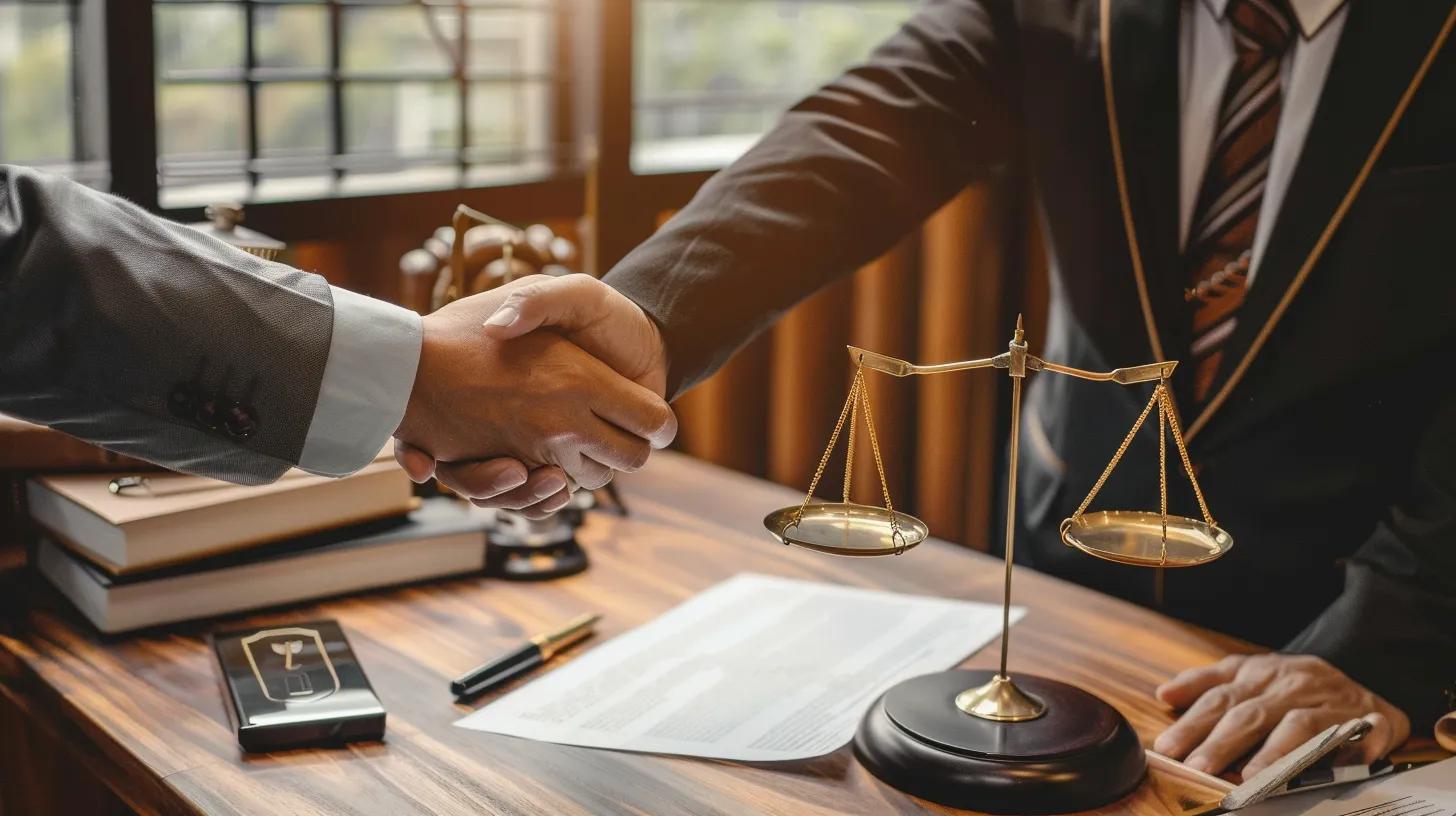 Personal injury attorney providing personalized support to a client in a cozy office.